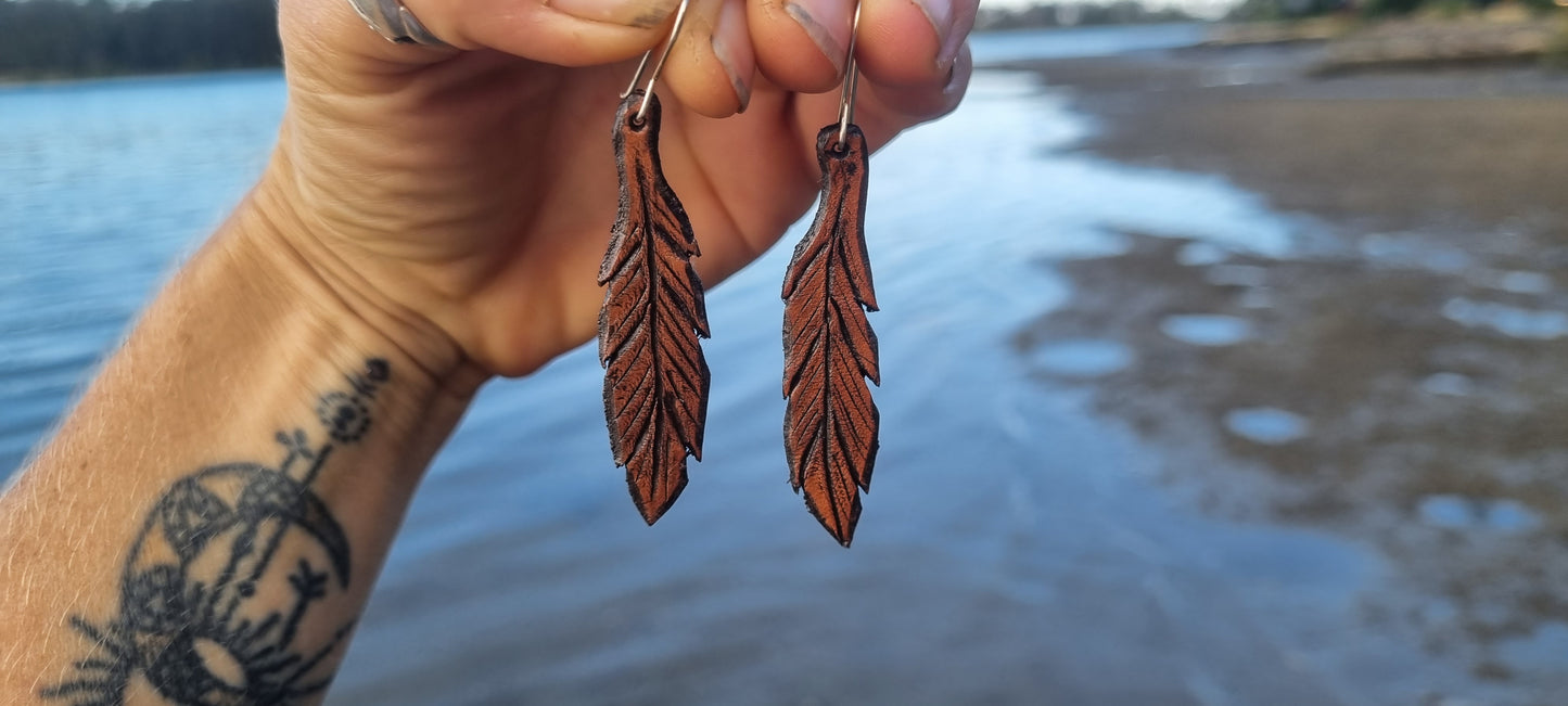 Tribal leather earrings