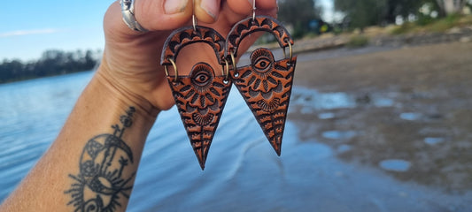 Tribal leather earrings