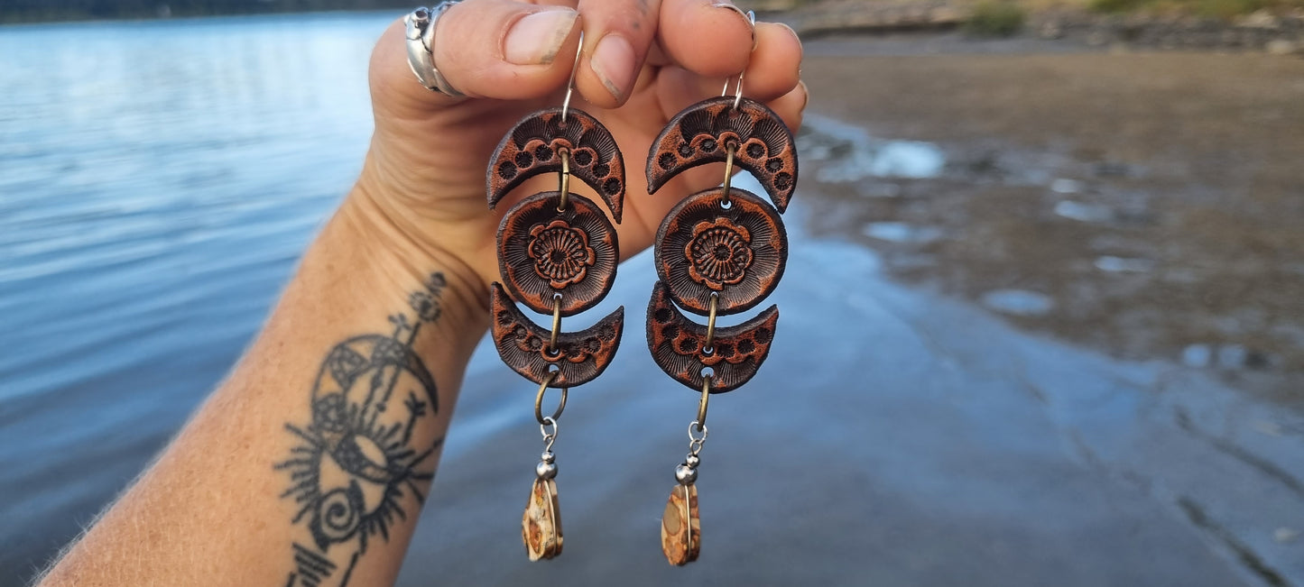 Tribal leather earrings