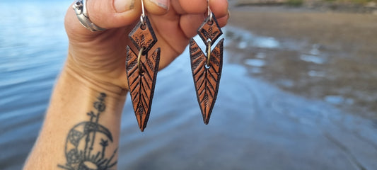 Tribal leather earrings