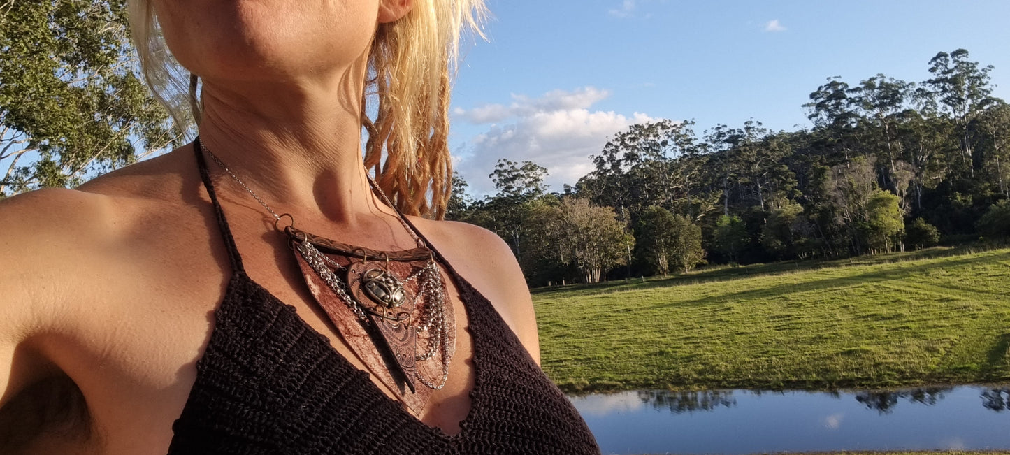 Tribal leather necklace