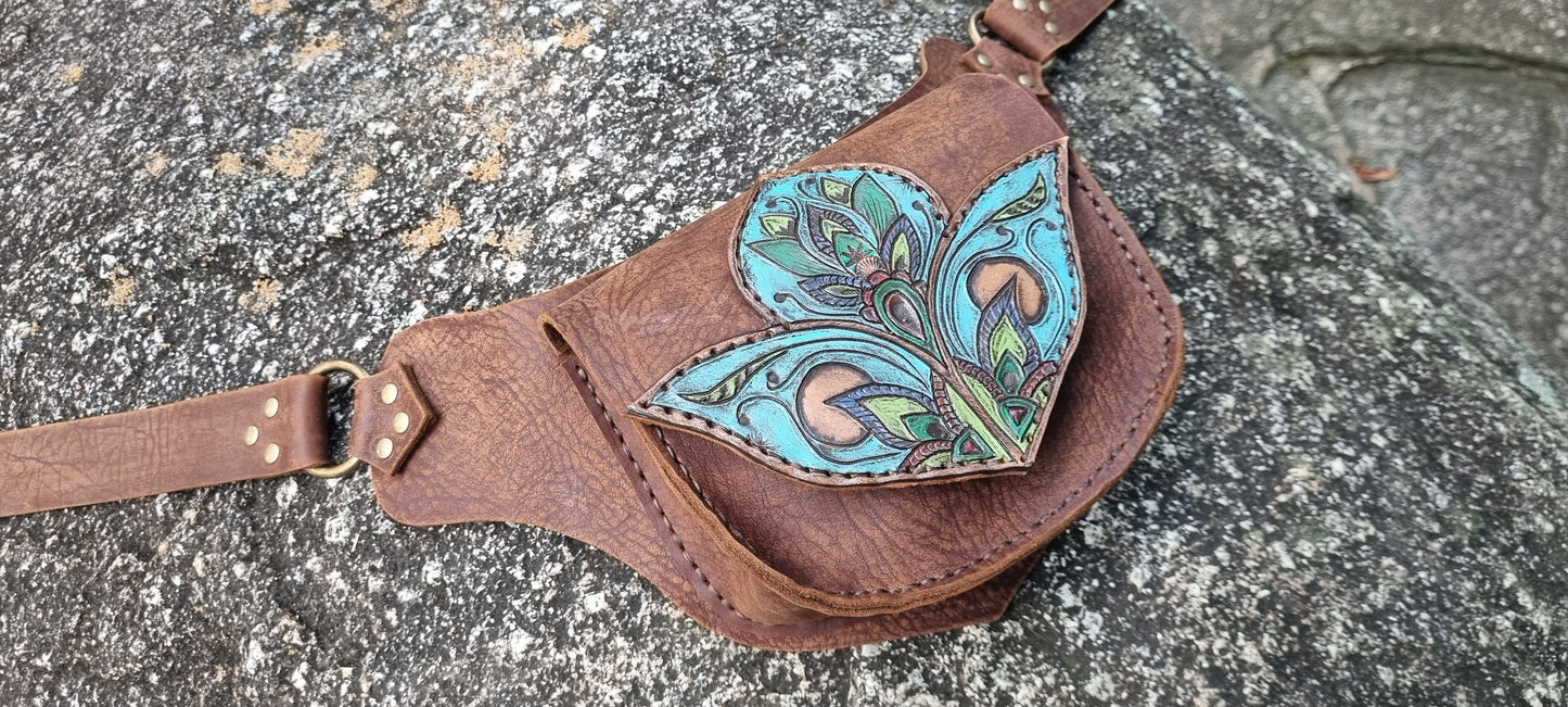 Carved hip bag and matching drink bottle