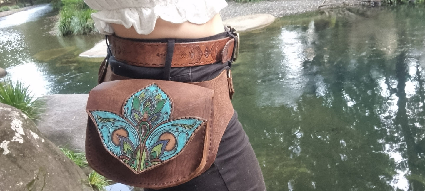 Carved hip bag and matching drink bottle