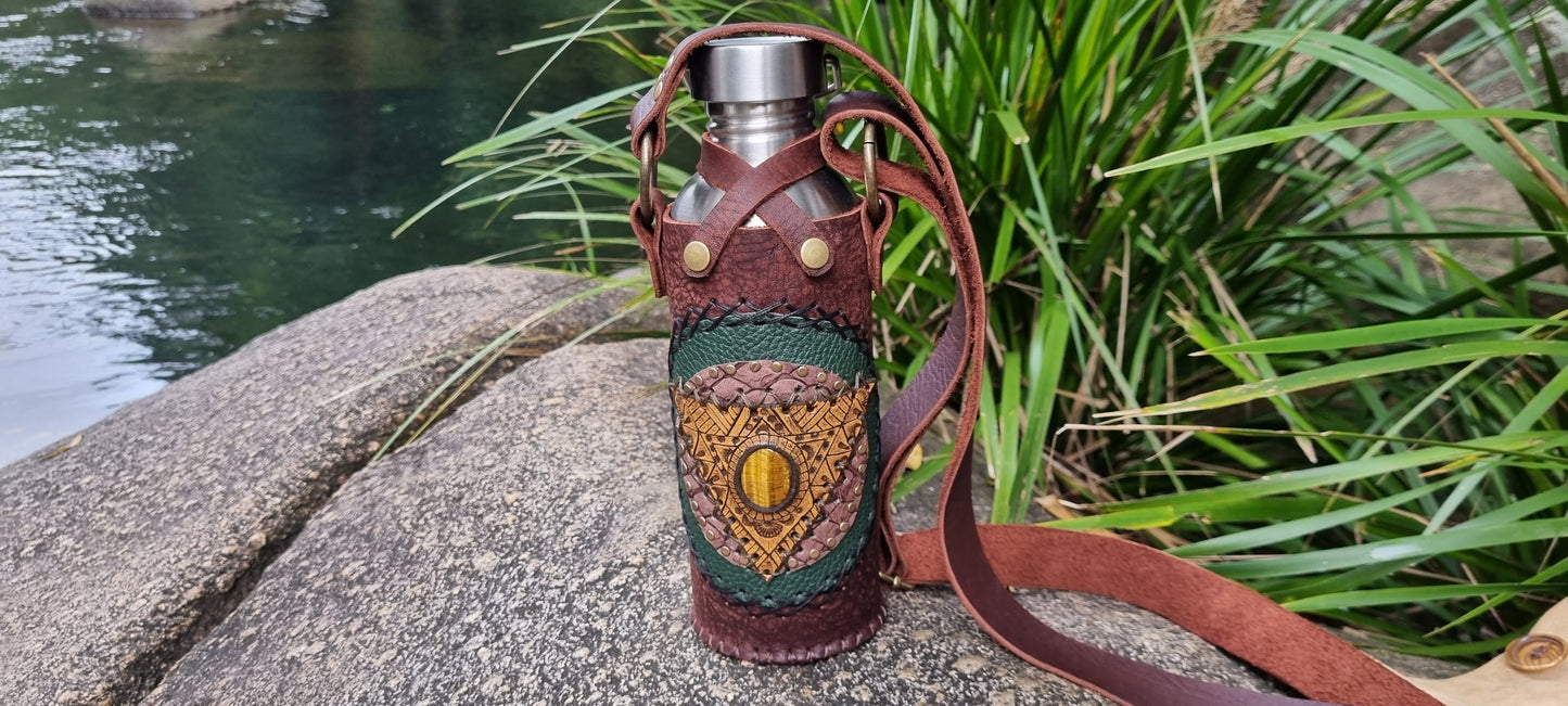 Carved water bottle holder