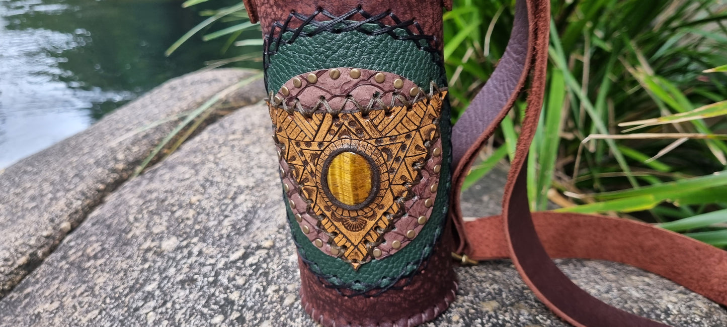 Carved water bottle holder