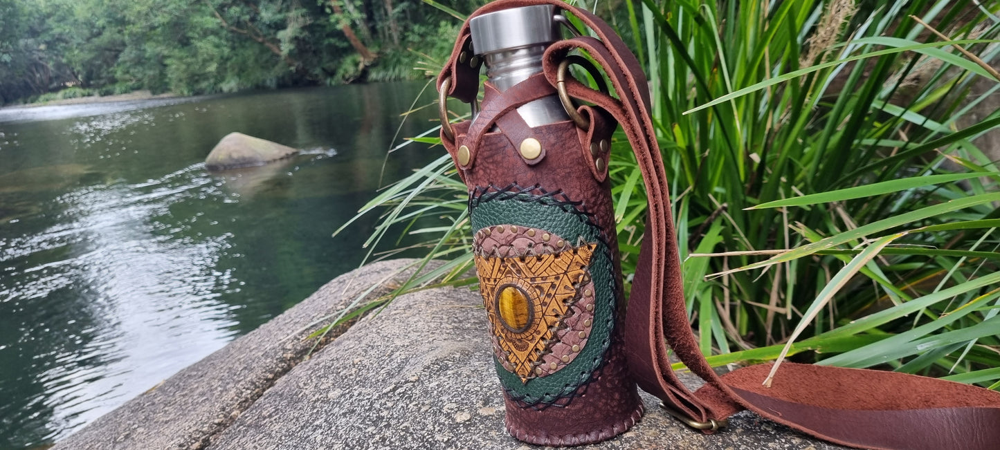 Carved water bottle holder