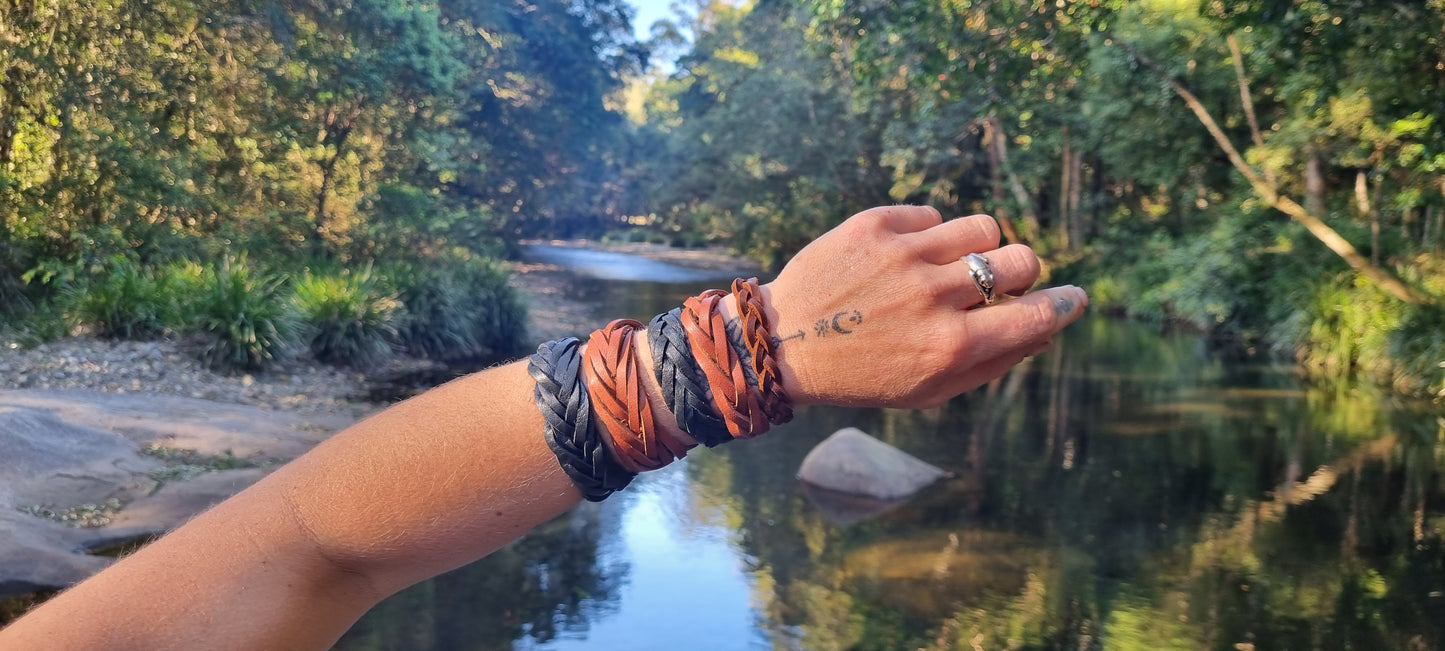 Braided leather bracelet