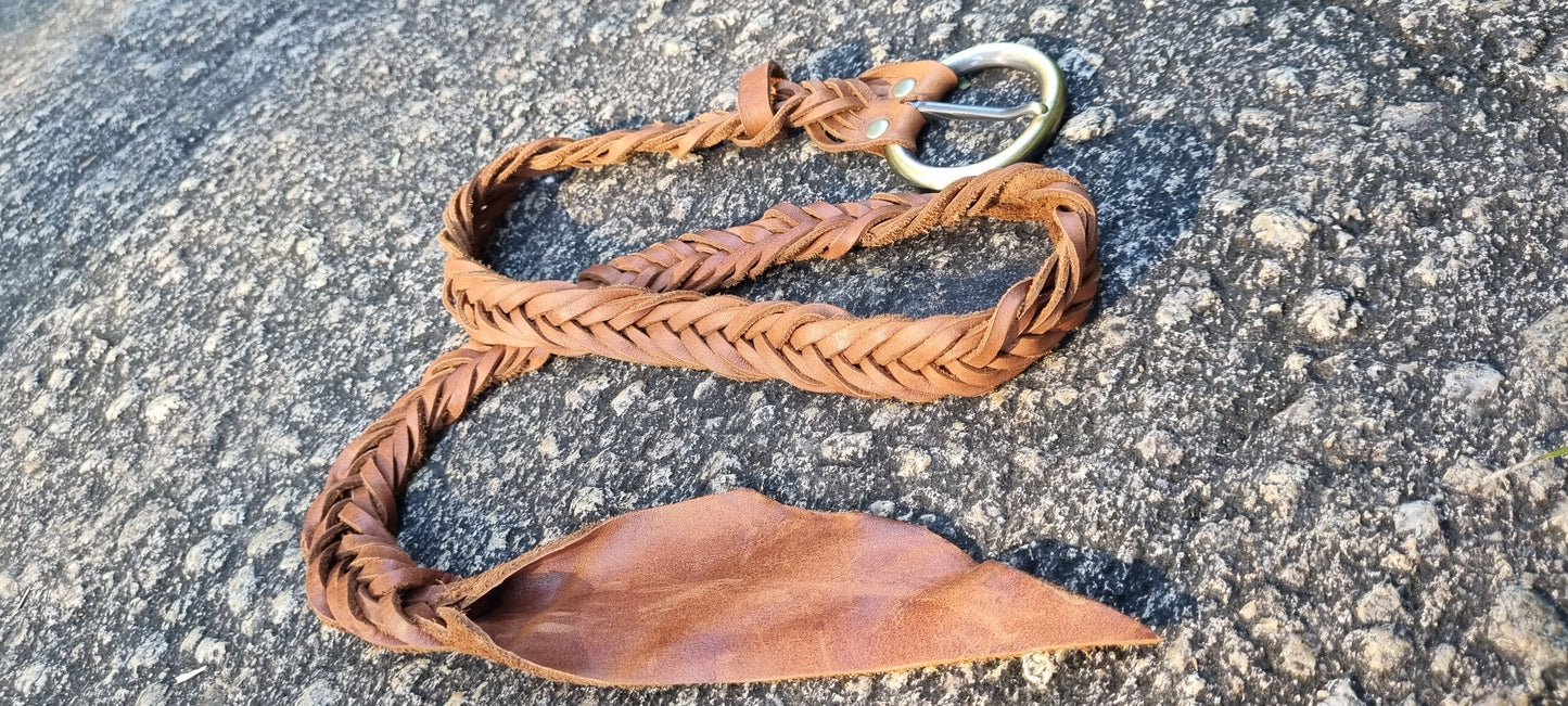 Braided leather belt