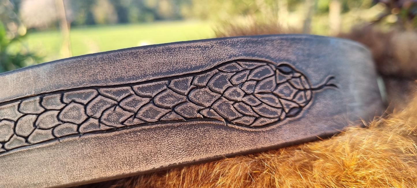 Carved Snake leather belt