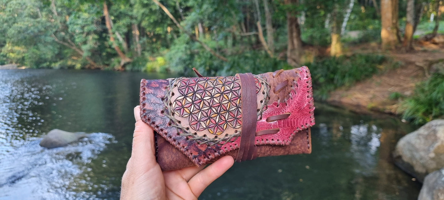 Flower of life tobacco pouch