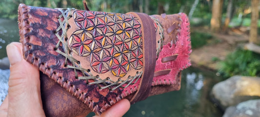 Flower of life tobacco pouch