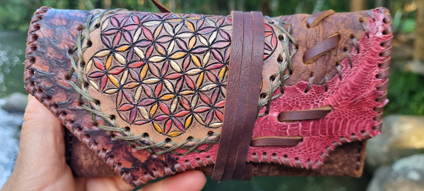 Flower of life tobacco pouch