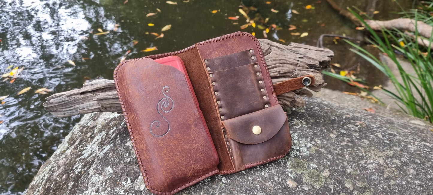 Carved phone case wallet