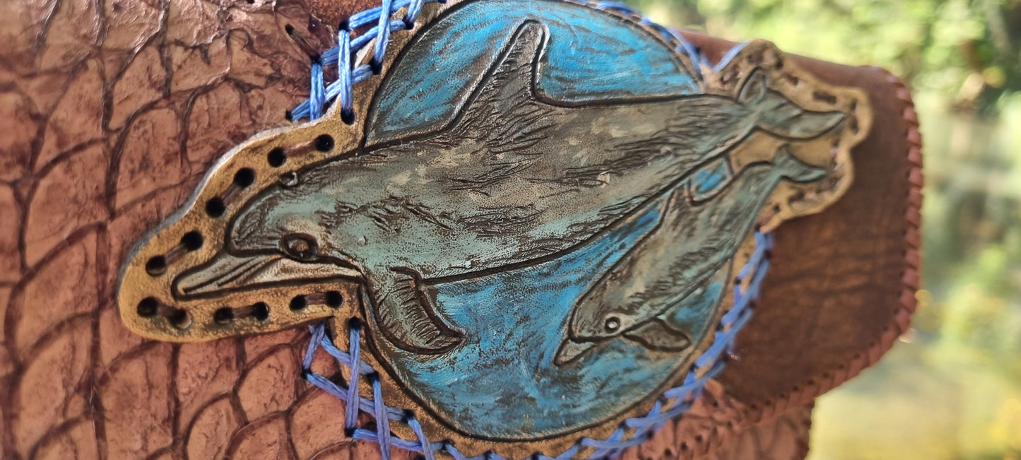 Carved dolphin purse