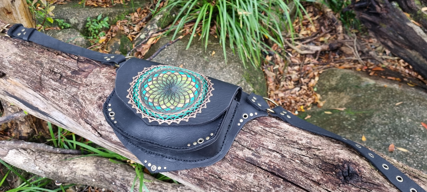 Lotus of life sacred geometric hip bag