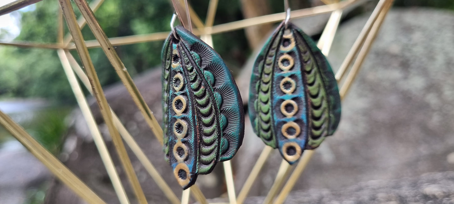 Coloured leather earrings