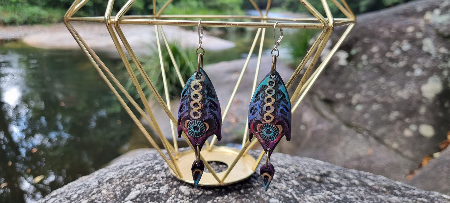 Coloured leather earrings