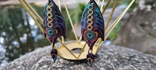 Coloured leather earrings