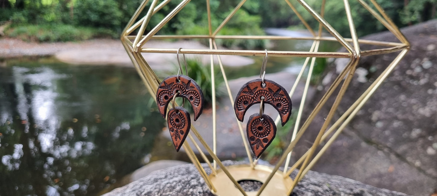 Tribal leather earrings