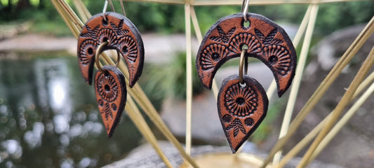 Tribal leather earrings