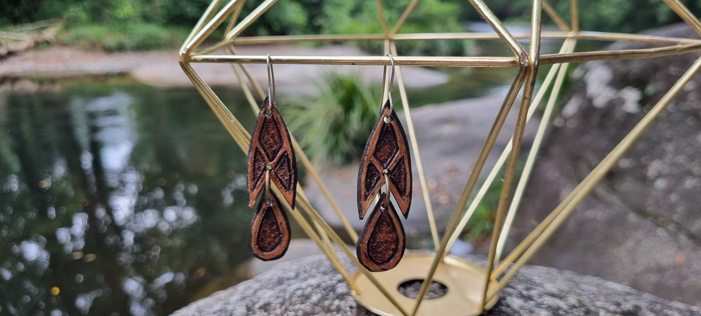 Tribal leather earrings