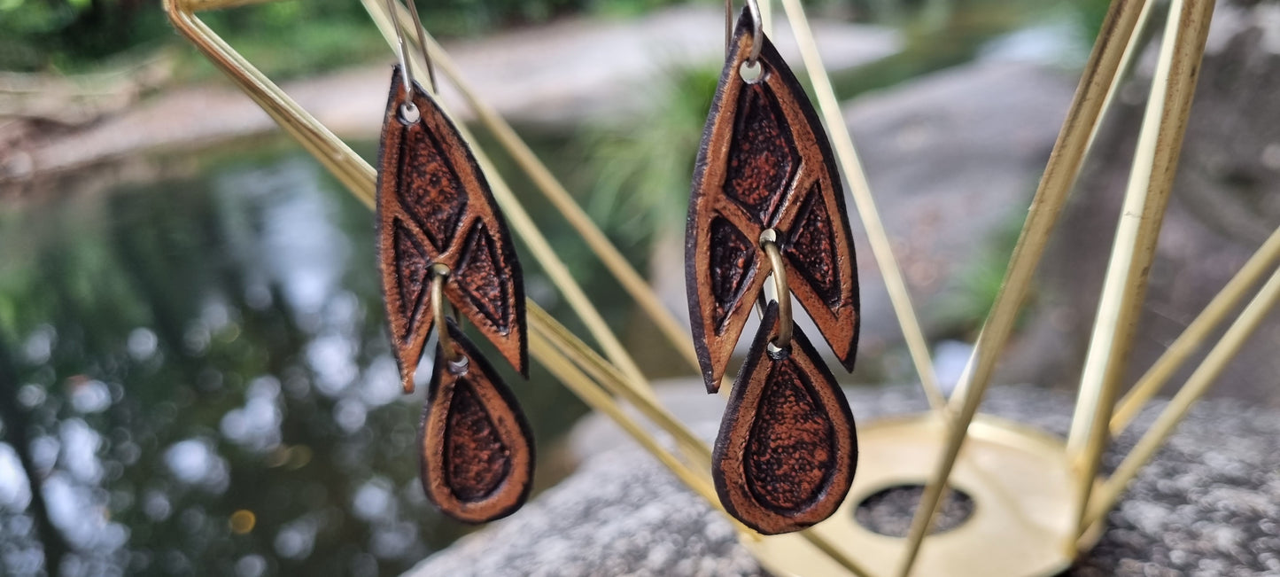 Tribal leather earrings