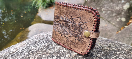 Custom carved cicada wallet