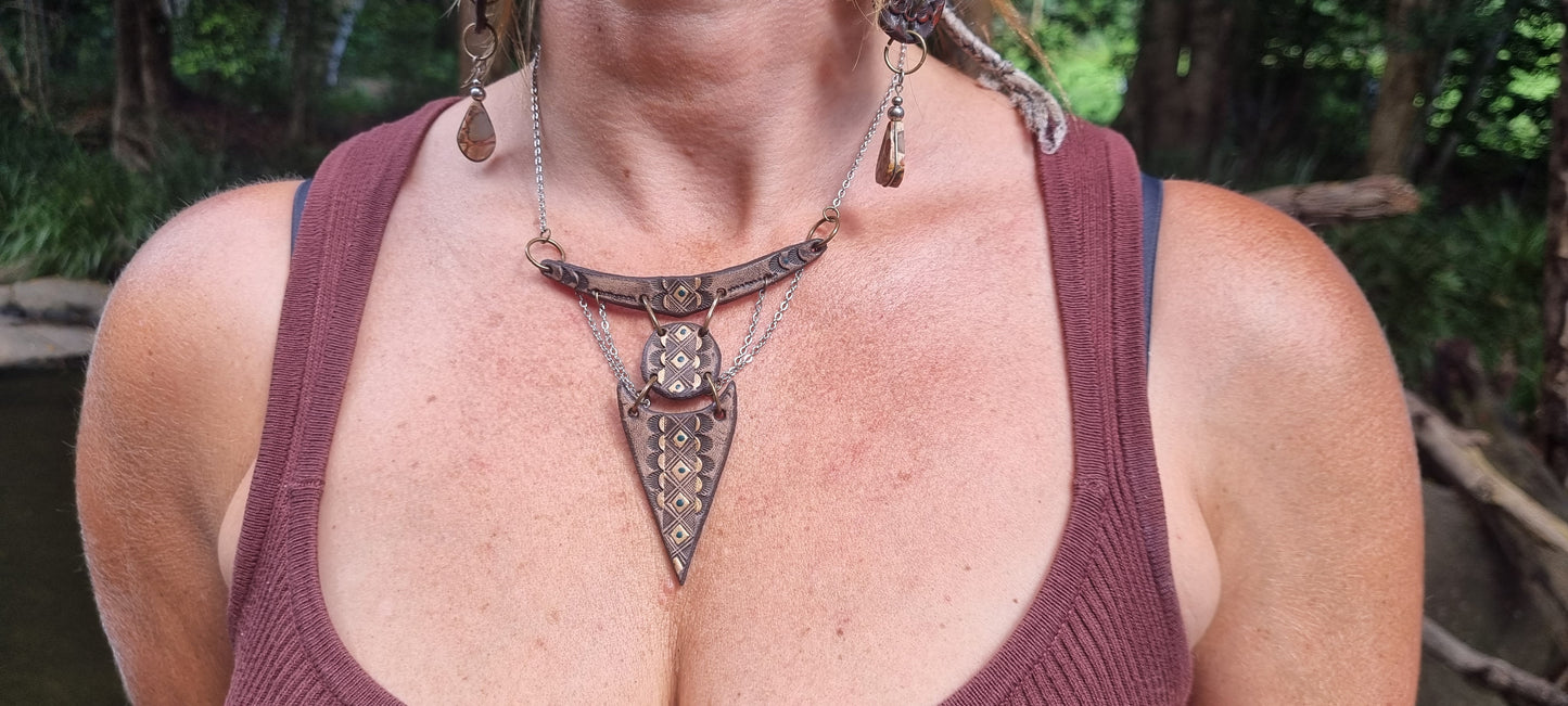 Tribal leather necklace