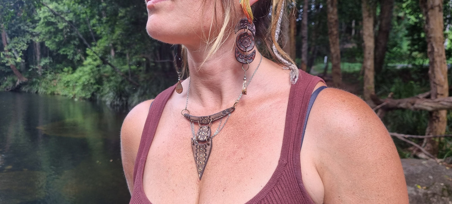 Tribal leather necklace