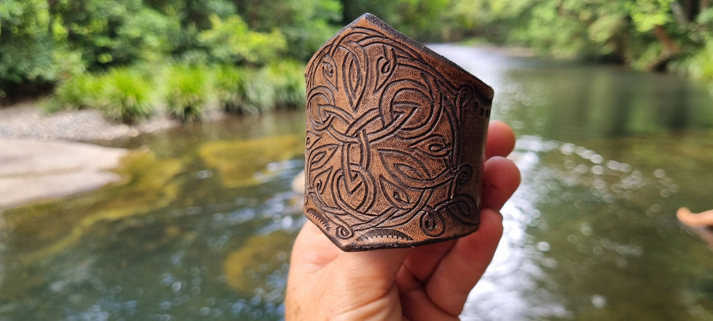 Celtic design leather cuff