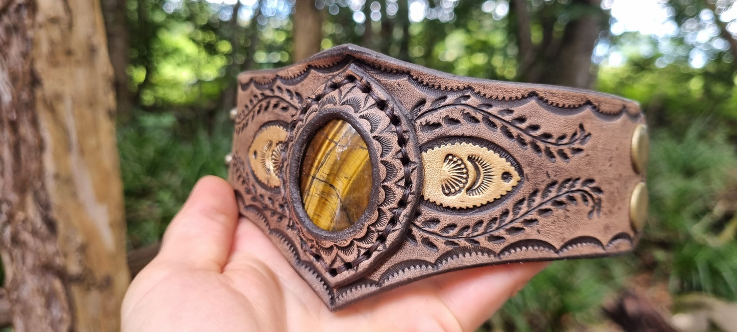 Tigers eye leather cuff