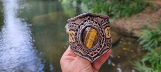 Tigers eye leather cuff