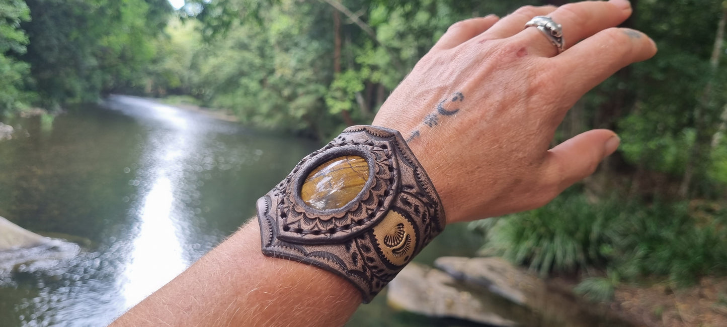 Tigers eye leather cuff