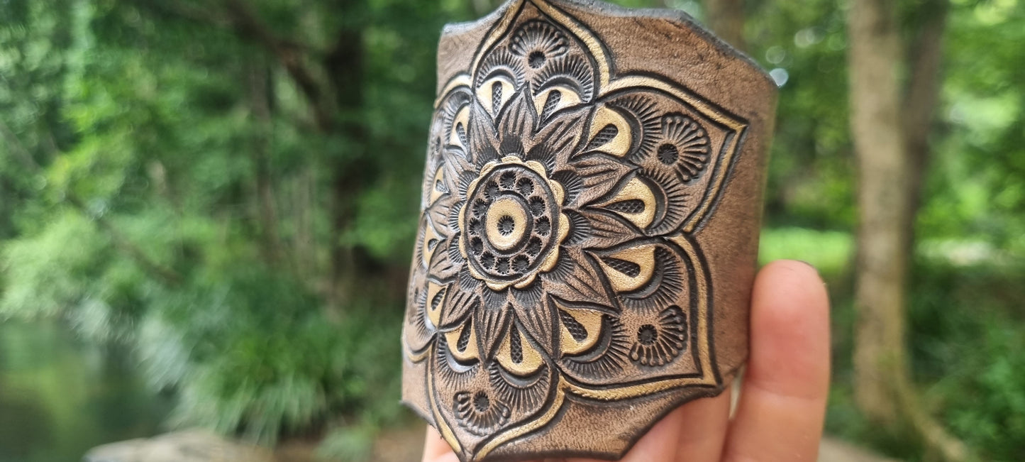 Mandala leather cuff