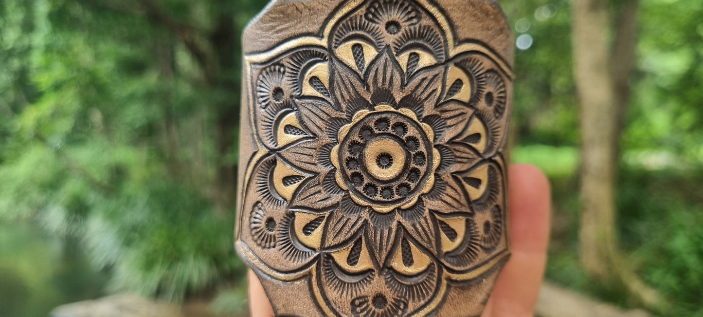 Mandala leather cuff