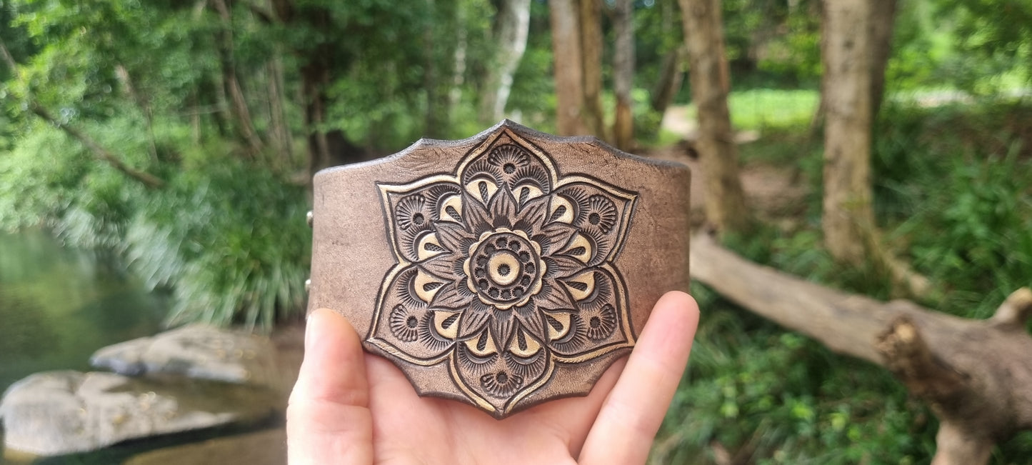 Mandala leather cuff