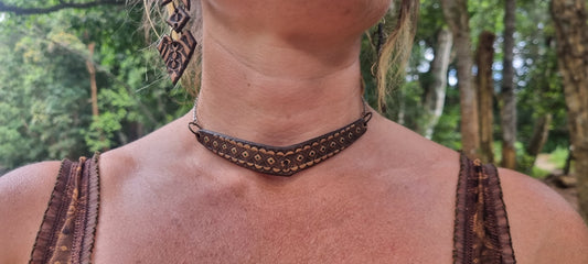 Tribal leather necklace