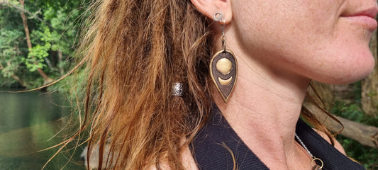 Moon leather earrings