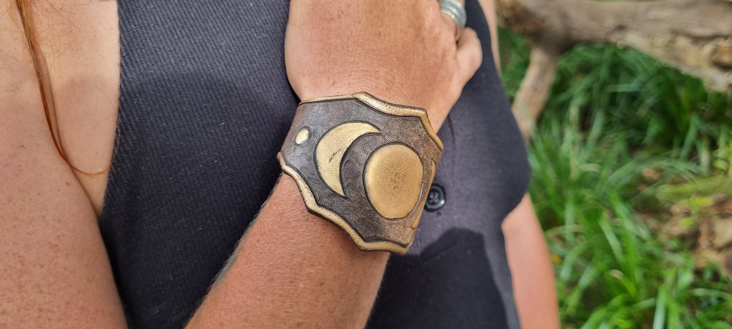 Moon leather cuff