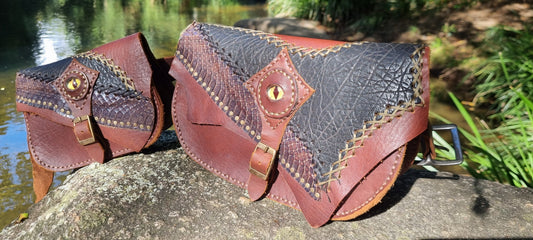 Double Snake Leather Bum Bags