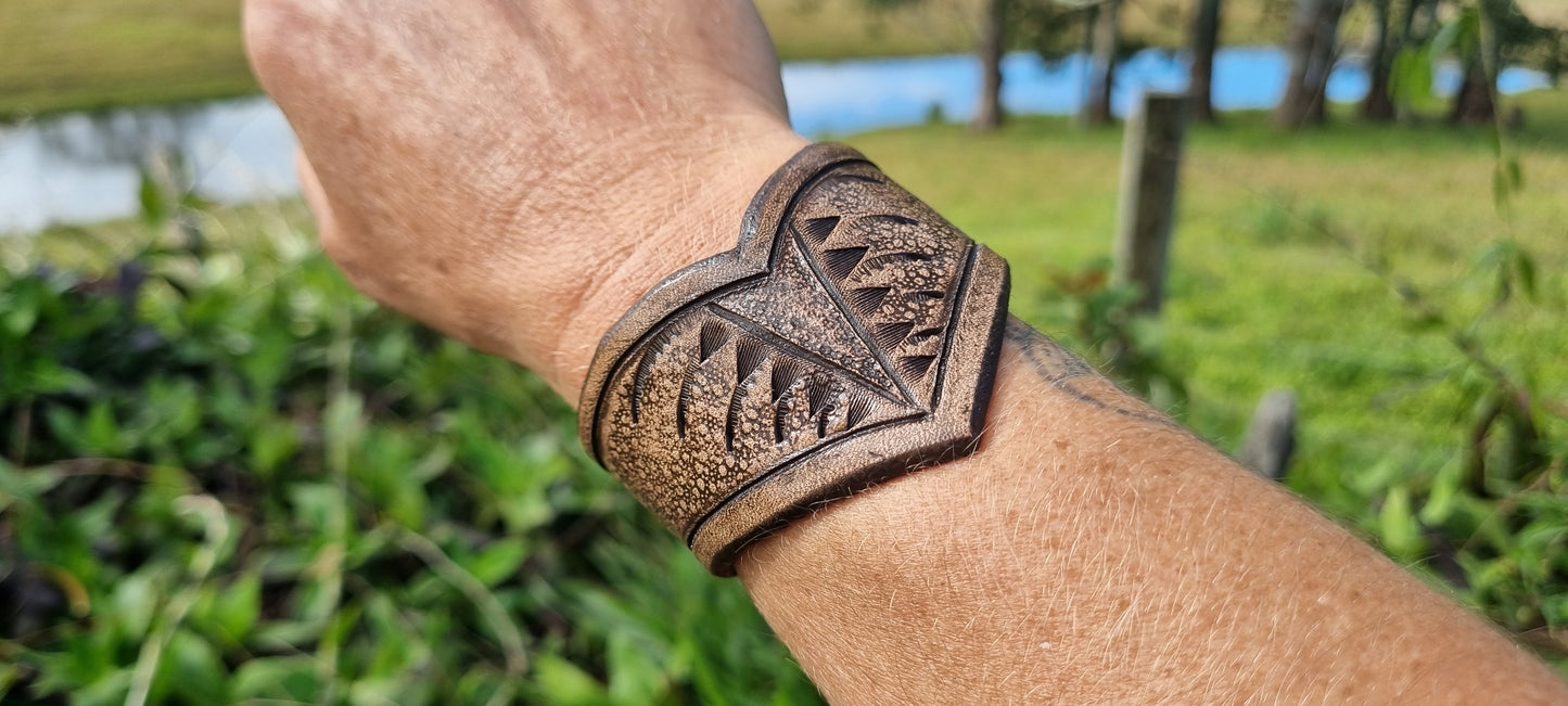 Carved Leather Cuff