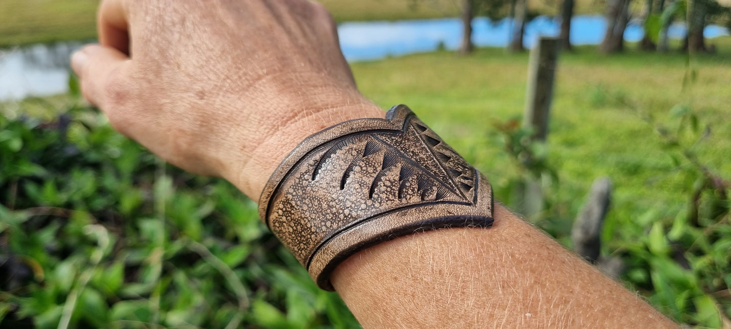 Carved Leather Cuff