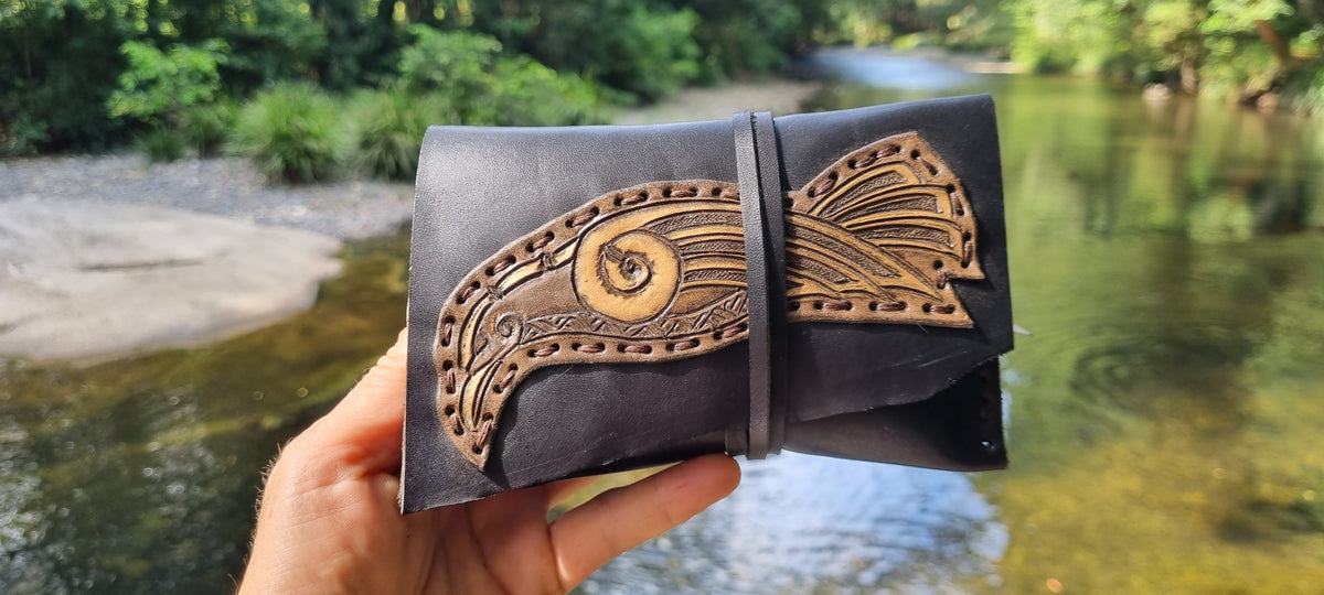 Carved Leather Tobacco Pouch