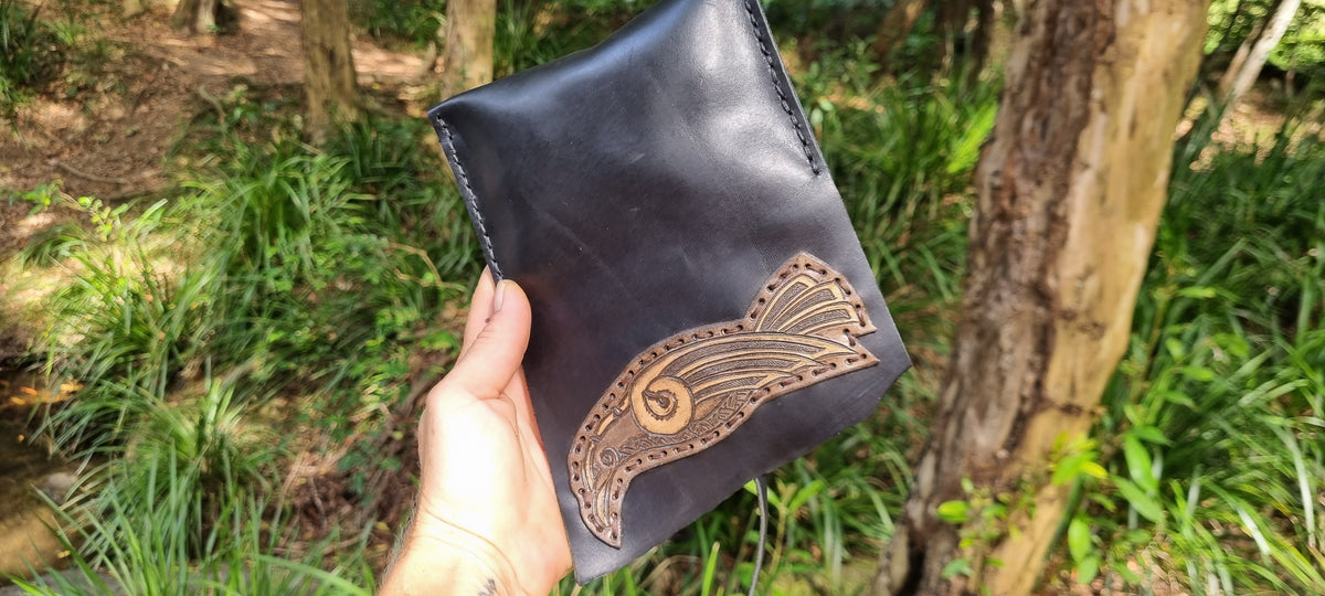 Carved Leather Tobacco Pouch