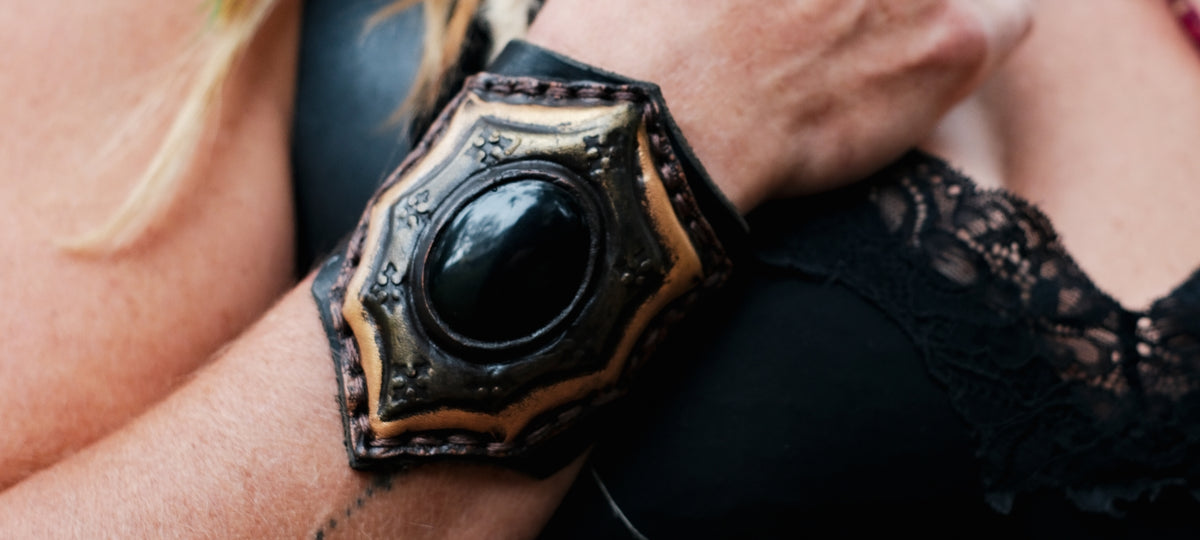 Black Obsidian Cuff Bracelet