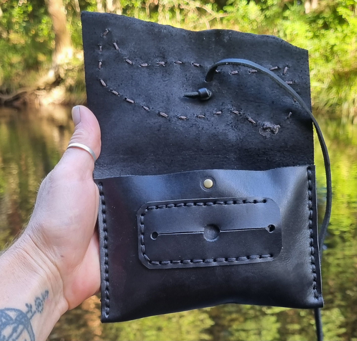 Carved Leather Tobacco Pouch