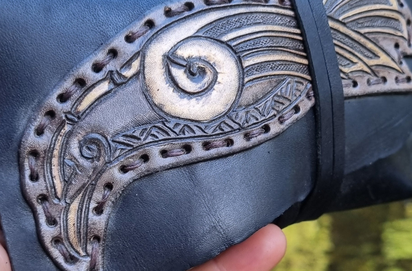 Carved Leather Tobacco Pouch